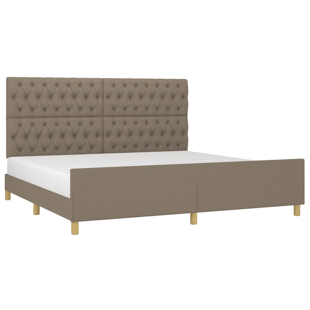Cadre de lit sans matelas et tête de lit taupe 200x200 cm tissu - XIOS