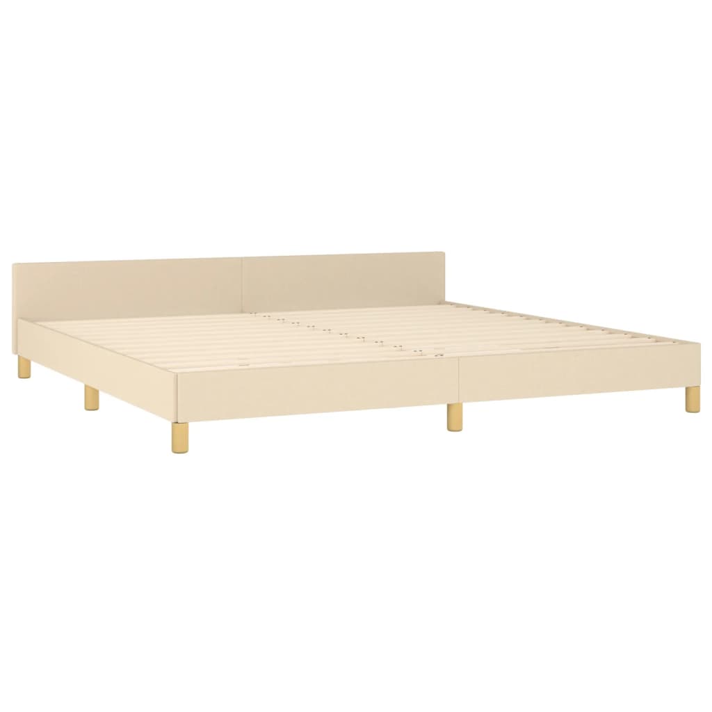 Cadre de lit sans matelas et tête de lit crème 200x200 cm tissu - XIOS