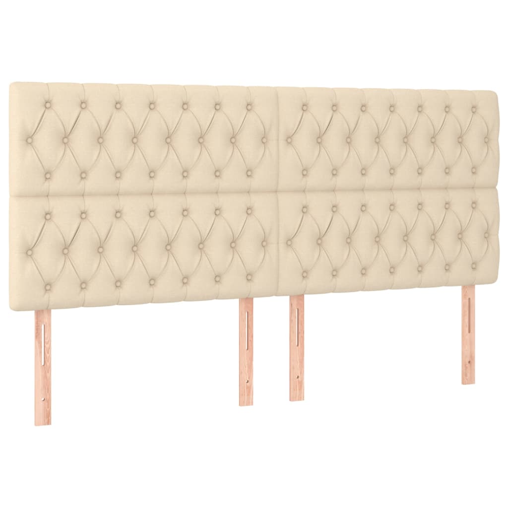 Cadre de lit sans matelas et tête de lit crème 200x200 cm tissu - XIOS