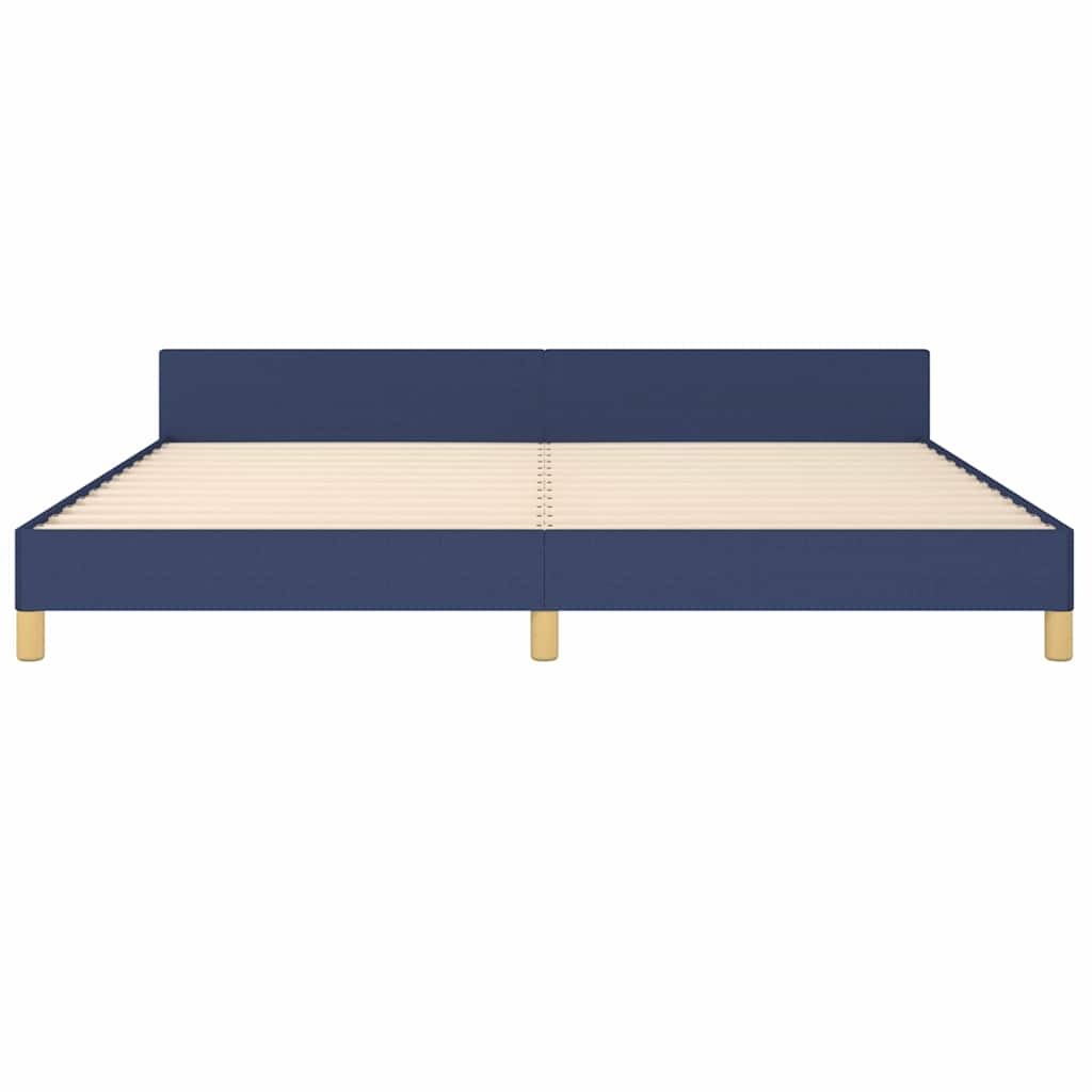 Cadre de lit sans matelas avec tête de lit bleu 200x200cm tissu