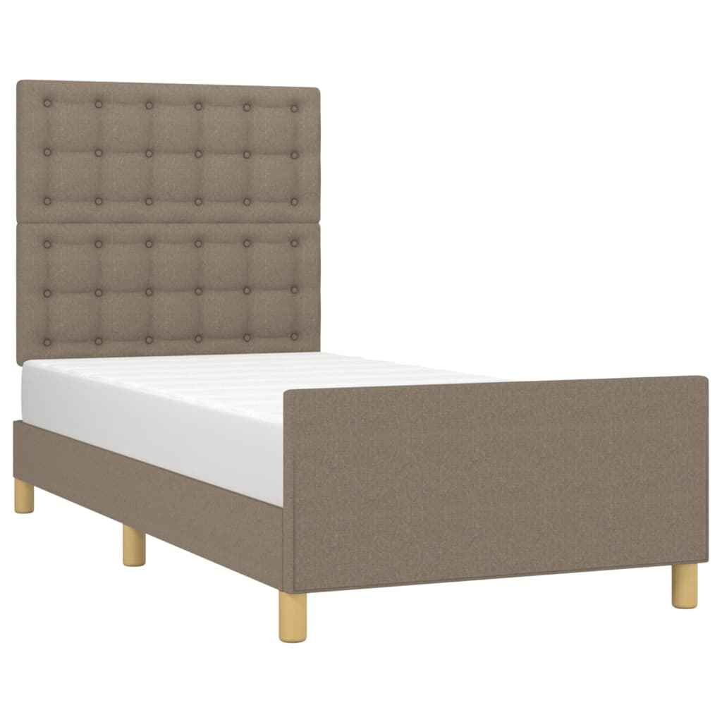 Cadre de lit sans matelas avec tête de lit taupe 80x200cm tissu - XIOS