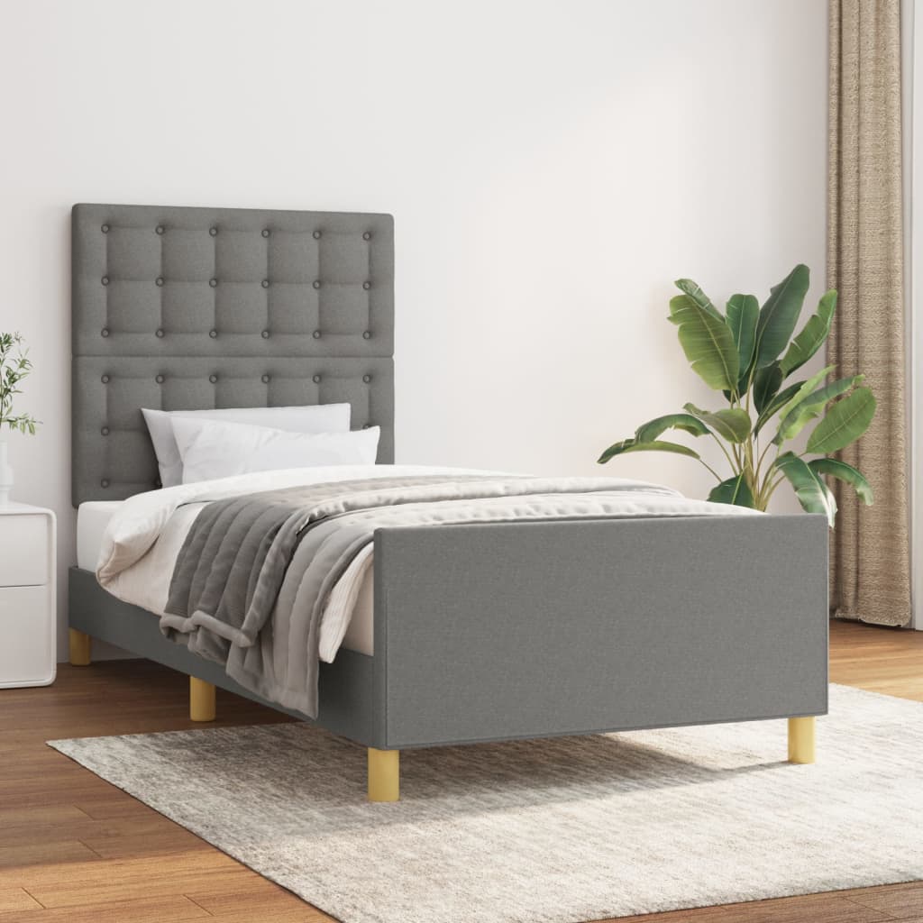 Cadre de lit sans matelas avec tête de lit 90x190cm tissu - XIOS