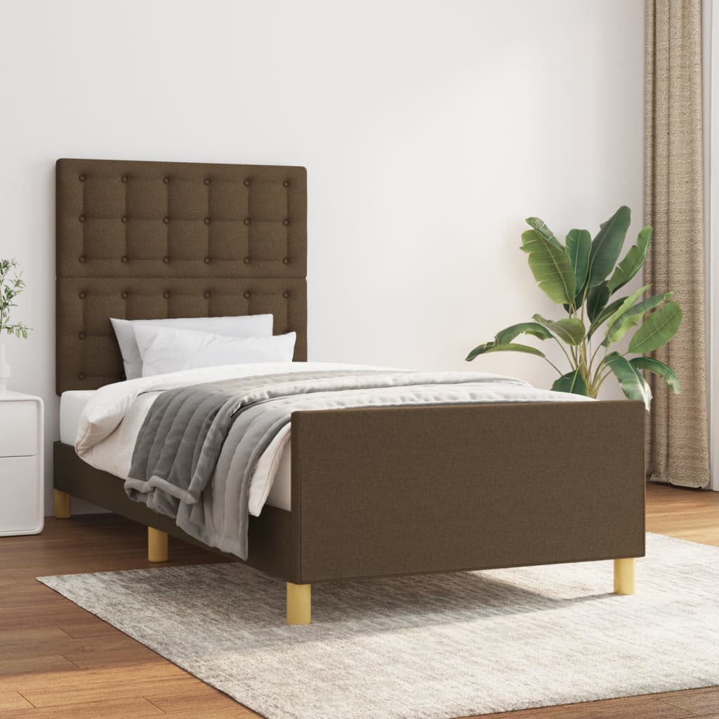 Cadre de lit sans matelas et tête de lit marron foncé 90x190cm - XIOS