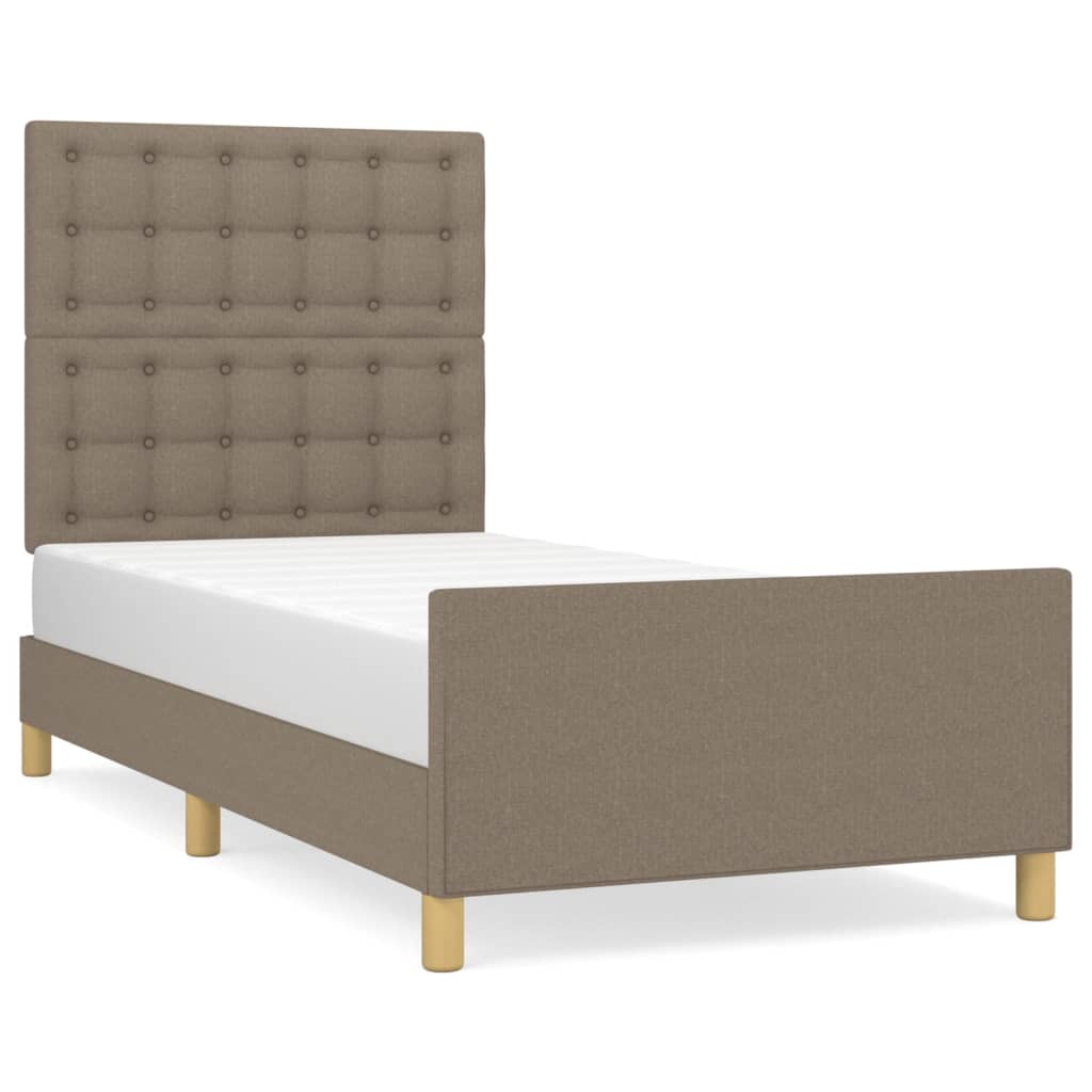 Cadre de lit sans matelas avec tête de lit taupe 90x190cm tissu - XIOS