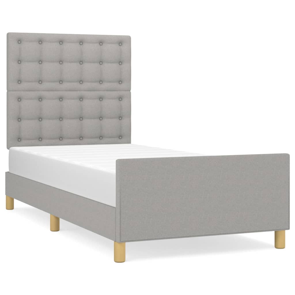 Cadre de lit sans matelas avec tête de lit gris clair 90x200cm - XIOS