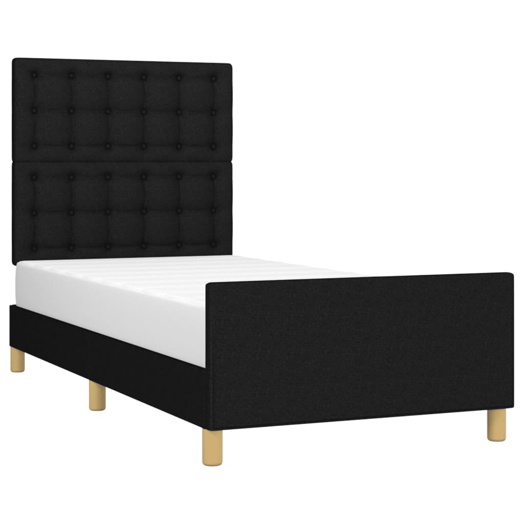 Cadre de lit sans matelas avec tête de lit noir 90x200 cm tissu - XIOS