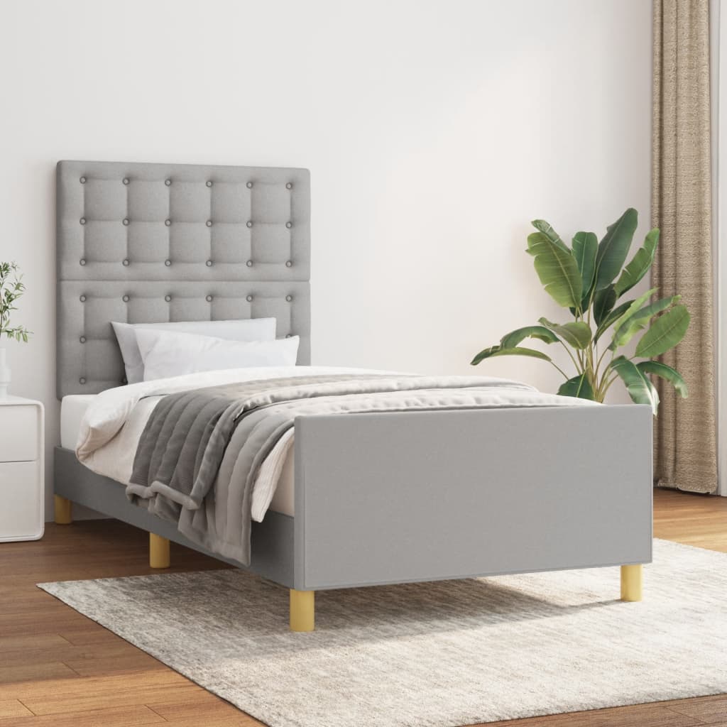Cadre de lit sans matelas gris clair 100x200 cm tissu - XIOS