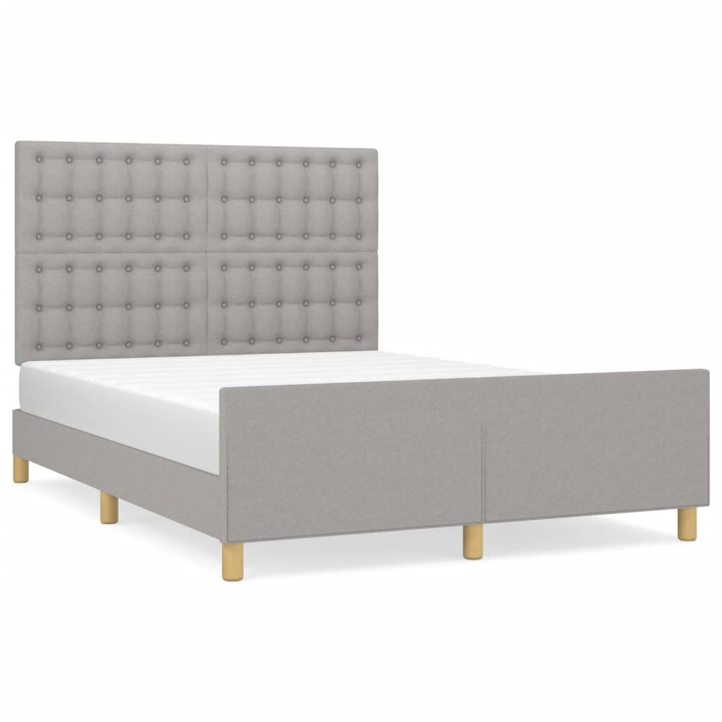 Cadre de lit sans matelas gris clair 140x190 cm tissu - XIOS