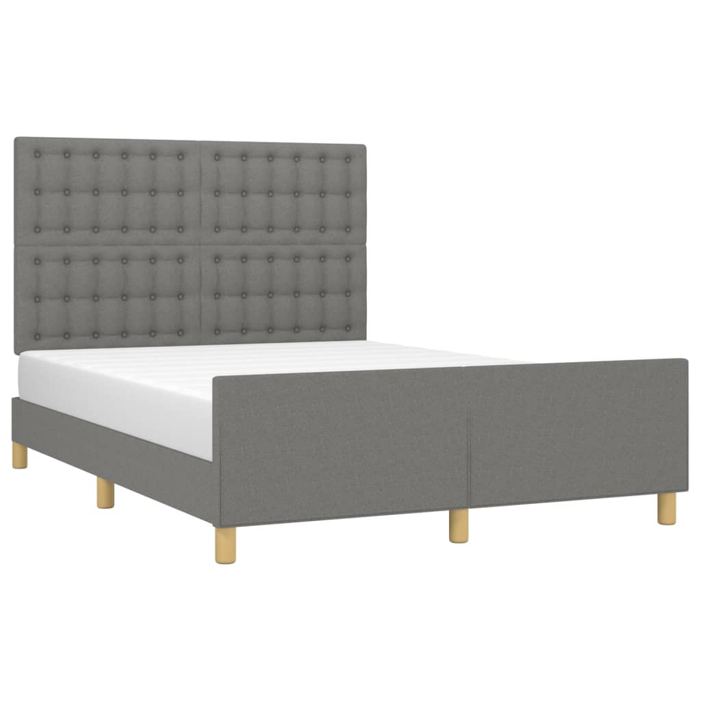 Cadre de lit sans matelas gris foncé 140x190 cm tissu - XIOS