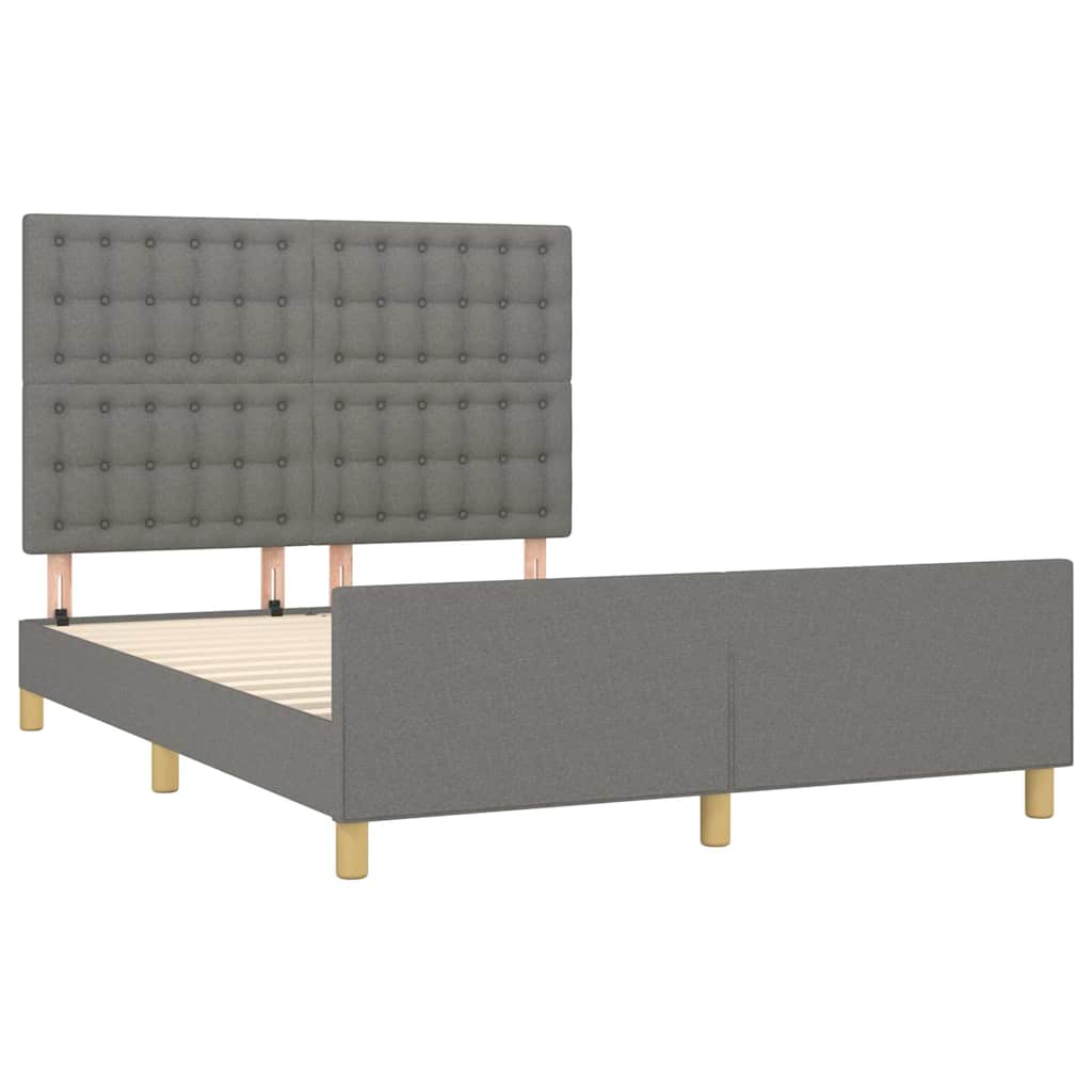 Cadre de lit sans matelas gris foncé 140x190 cm tissu - XIOS