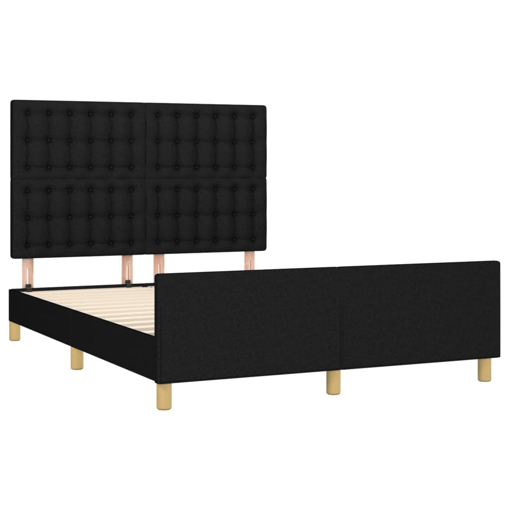 Cadre de lit sans matelas noir 140x190 cm tissu - XIOS