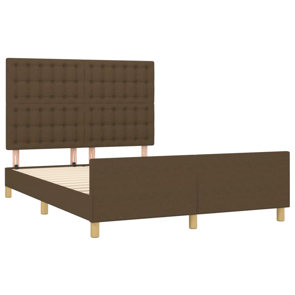 Cadre de lit sans matelas marron foncé 140x190 cm tissu - XIOS
