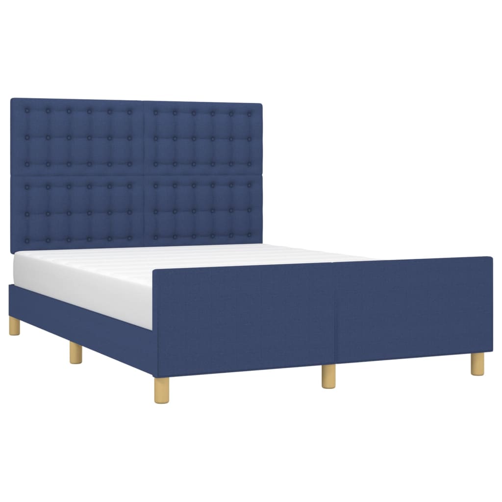 Cadre de lit sans matelas bleu 140x190 cm tissu - XIOS