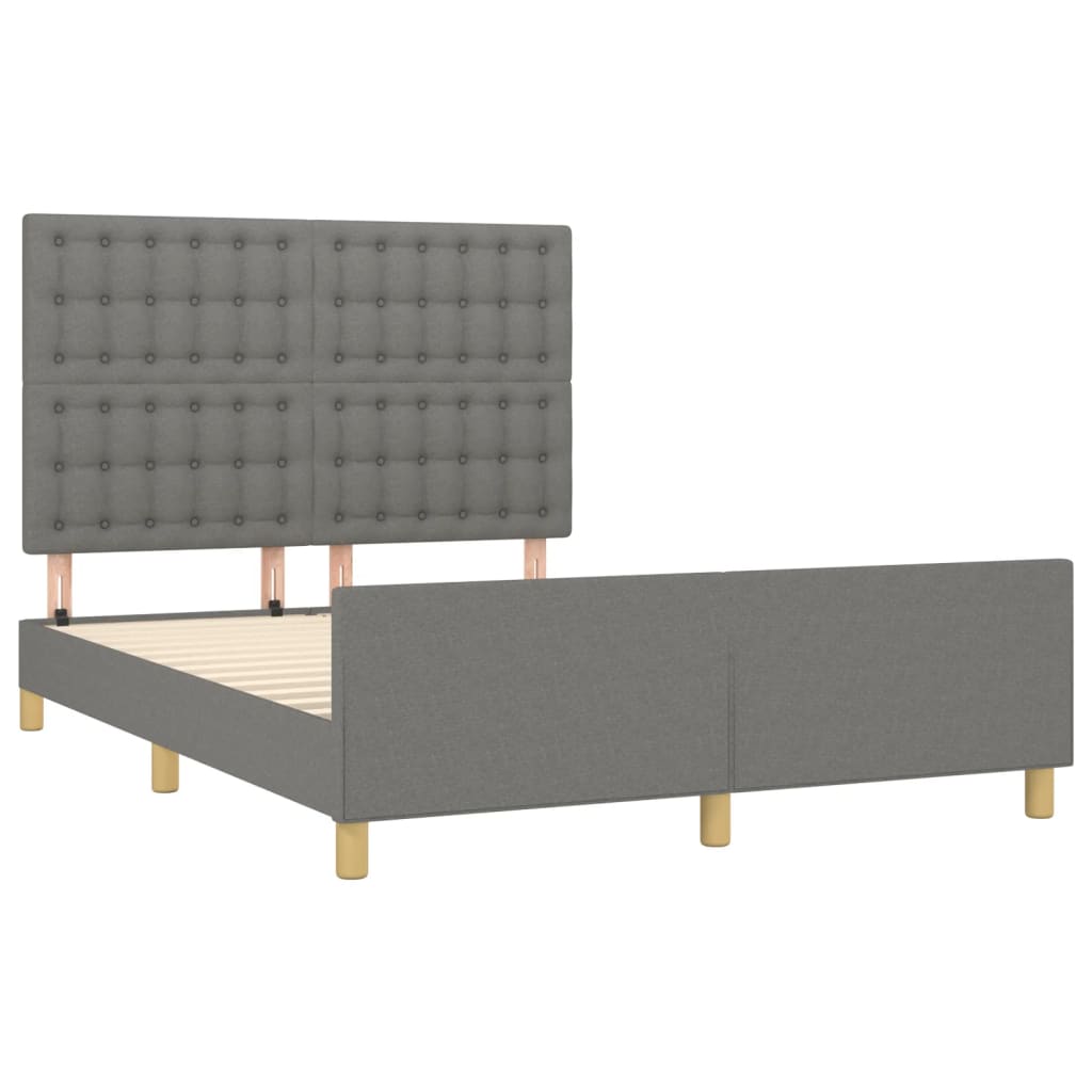 Cadre de lit sans matelas gris foncé 140x200 cm tissu - XIOS