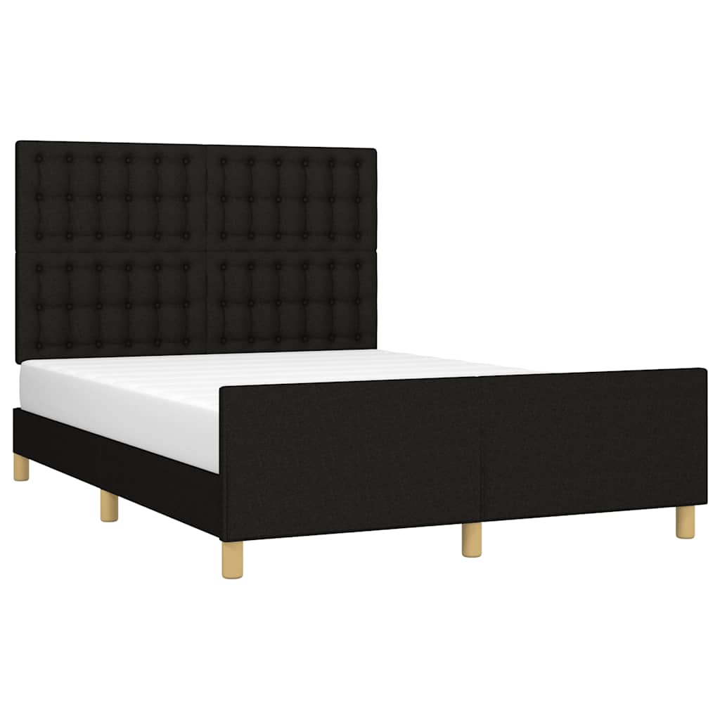 Cadre de lit sans matelas noir 140x200 cm tissu - XIOS