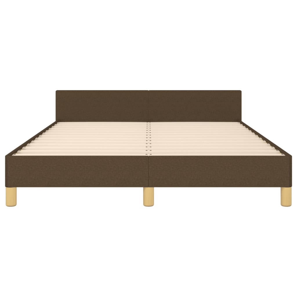 Cadre de lit sans matelas marron foncé 140x200 cm tissu - XIOS