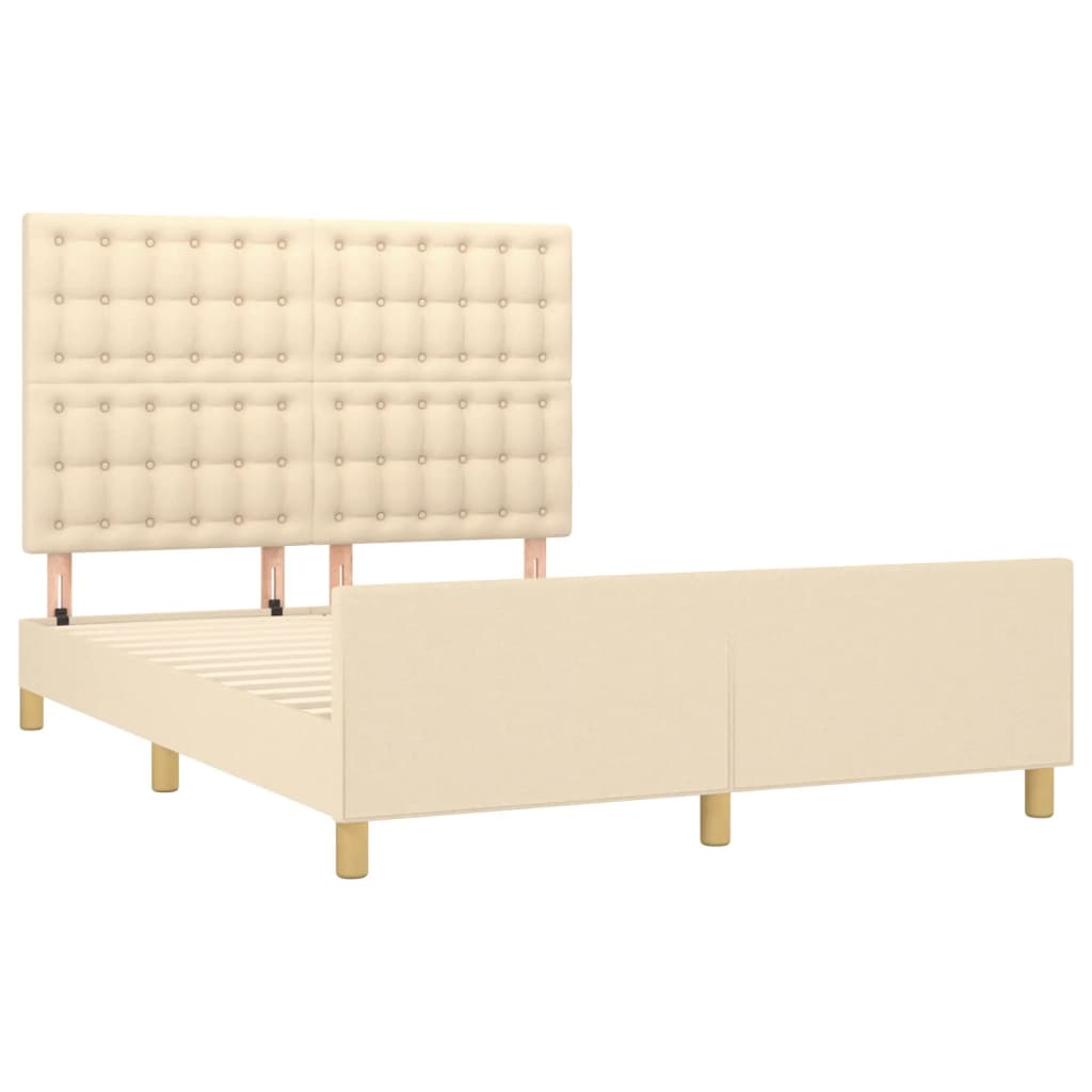 Cadre de lit sans matelas crème 140x200 cm tissu - XIOS