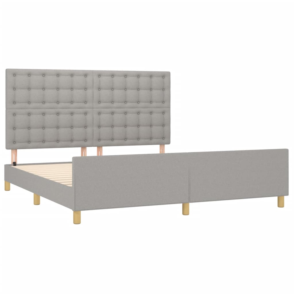Cadre de lit sans matelas gris clair 160x200 cm tissu - XIOS