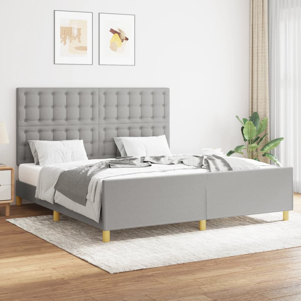Cadre de lit sans matelas gris clair 160x200 cm tissu - XIOS