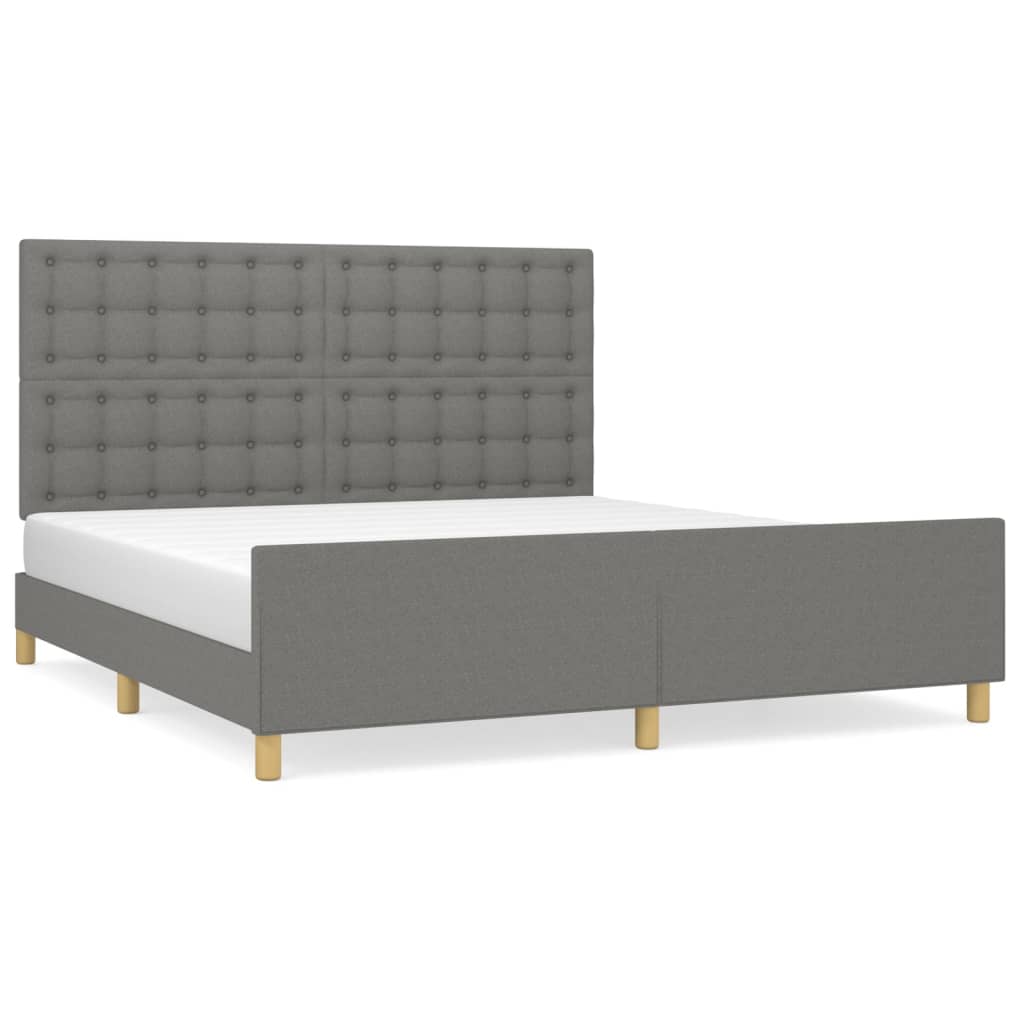 Cadre de lit sans matelas gris foncé 160x200 cm tissu