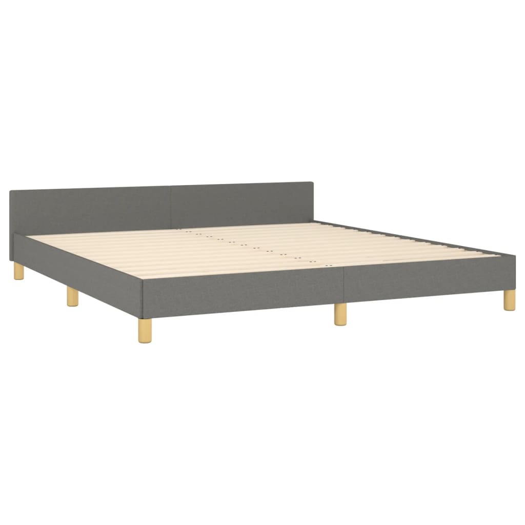 Cadre de lit sans matelas gris foncé 160x200 cm tissu