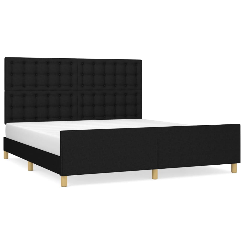 Cadre de lit sans matelas noir 160x200 cm tissu - XIOS