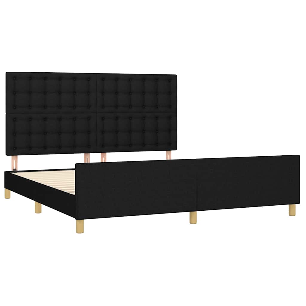 Cadre de lit sans matelas noir 160x200 cm tissu - XIOS