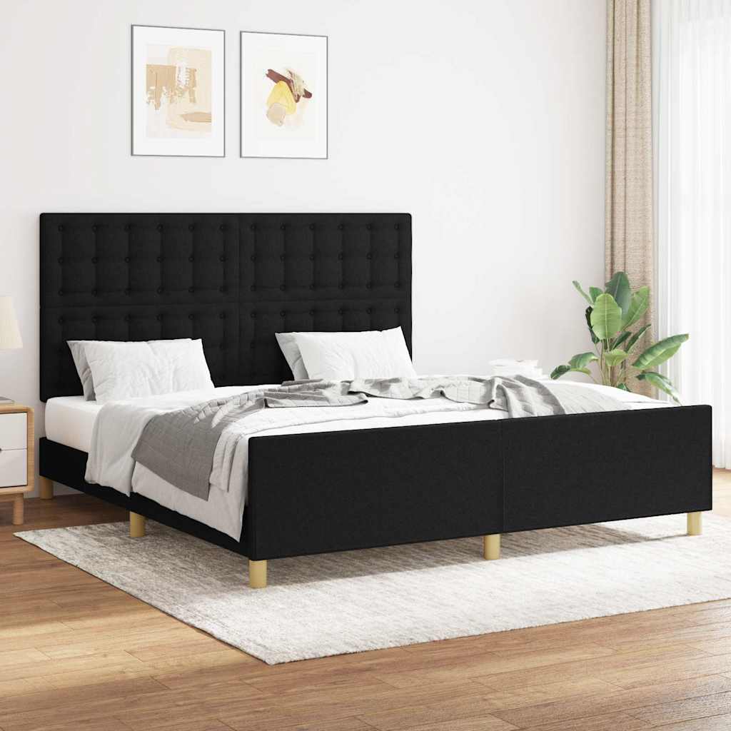 Cadre de lit sans matelas noir 160x200 cm tissu