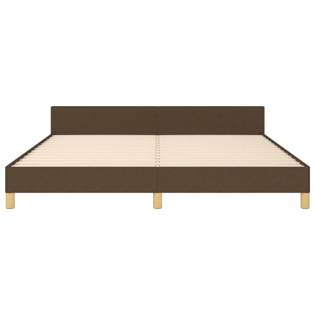 Cadre de lit sans matelas marron foncé 160x200 cm tissu - XIOS