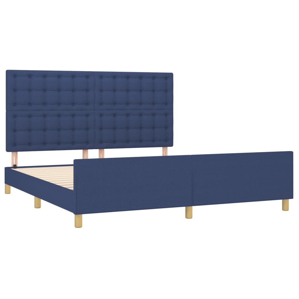 Cadre de lit sans matelas bleu 160x200 cm tissu - XIOS