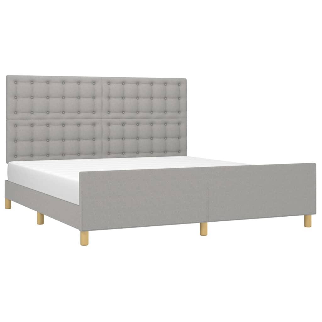 Cadre de lit sans matelas gris clair tissu - XIOS