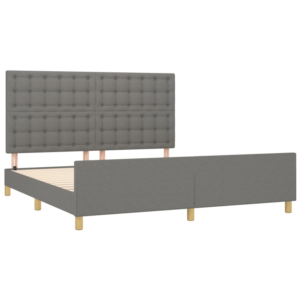 Cadre de lit sans matelas gris foncé tissu - XIOS