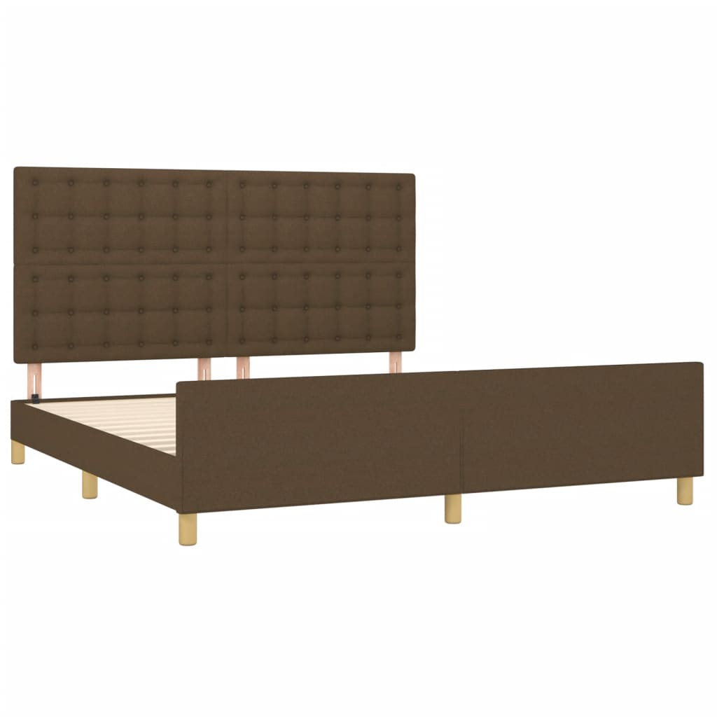 Cadre de lit sans matelas marron foncé tissu - XIOS