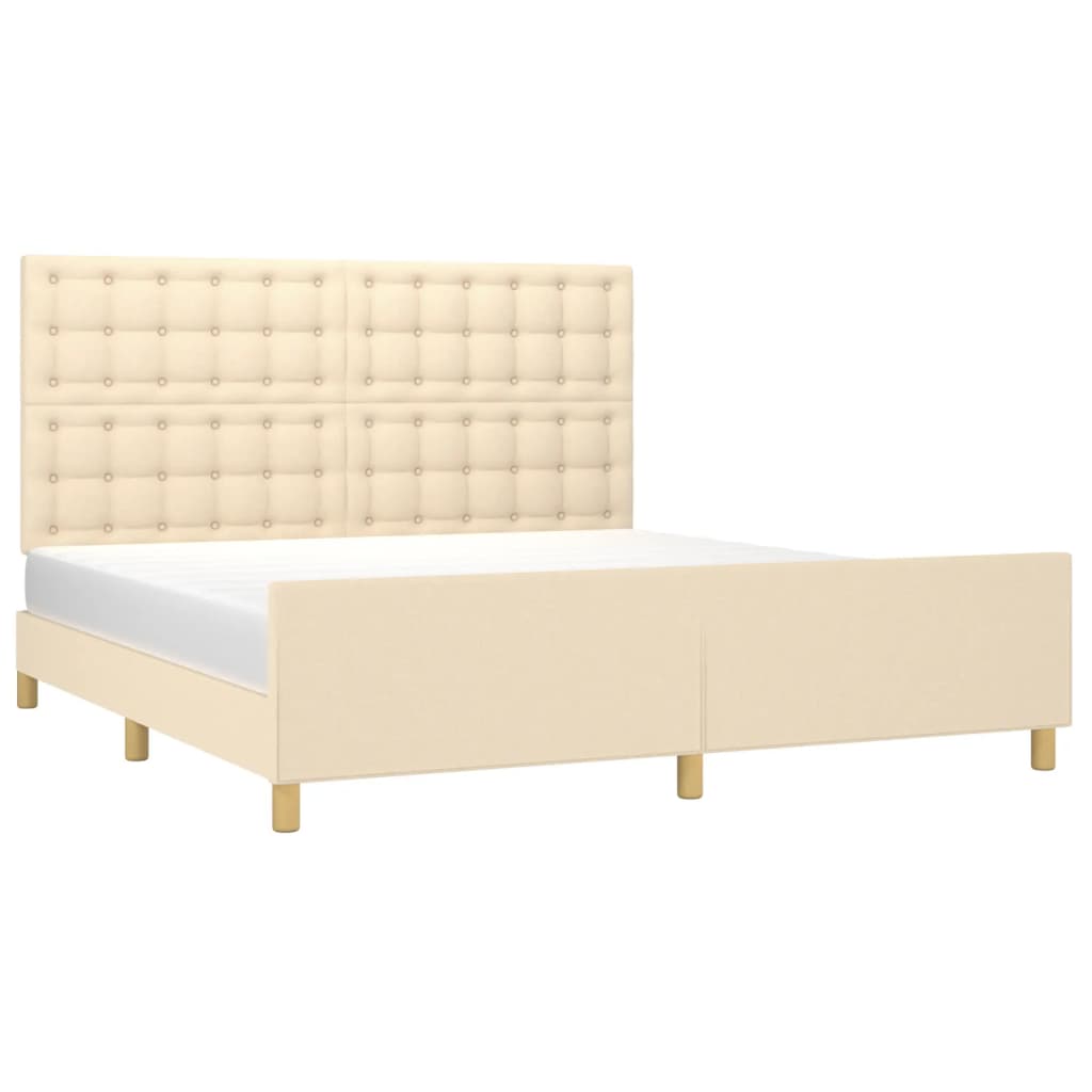 Cadre de lit sans matelas crème tissu - XIOS