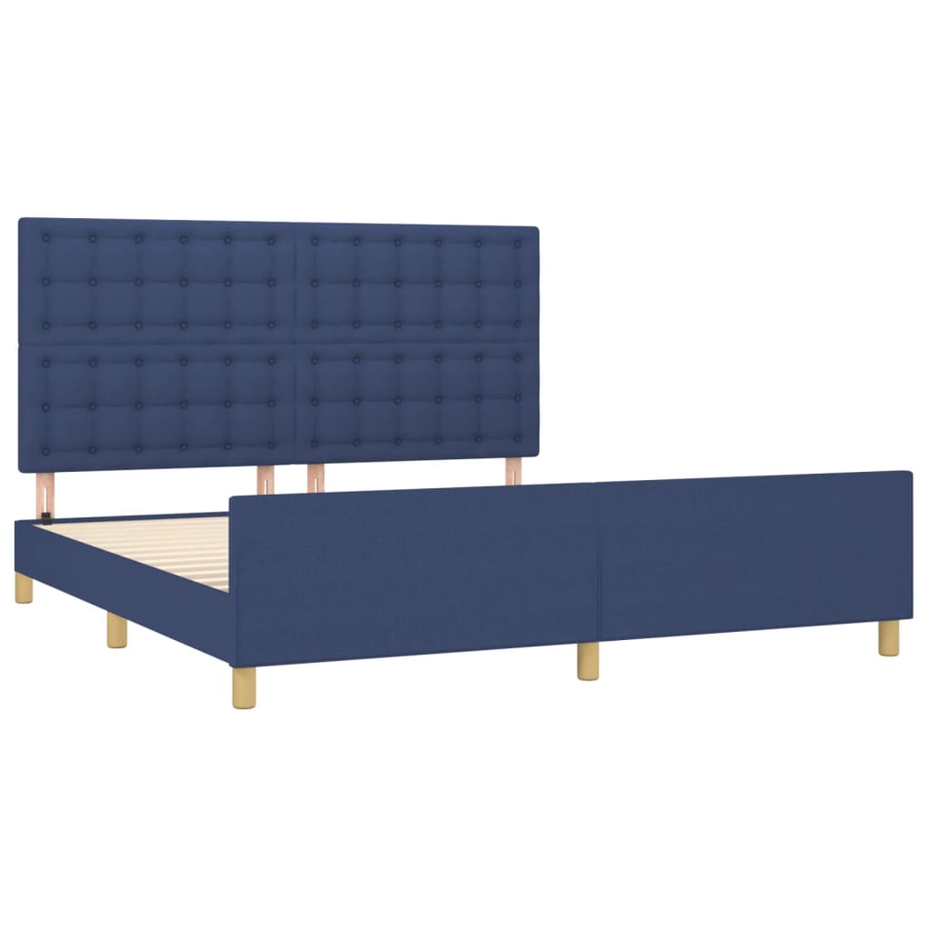Cadre de lit sans matelas bleu tissu - XIOS