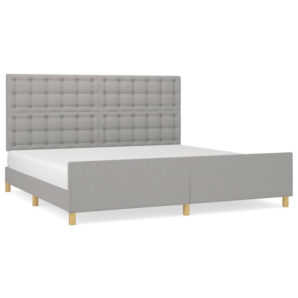 Cadre de lit sans matelas gris clair 200x200 cm tissu - XIOS
