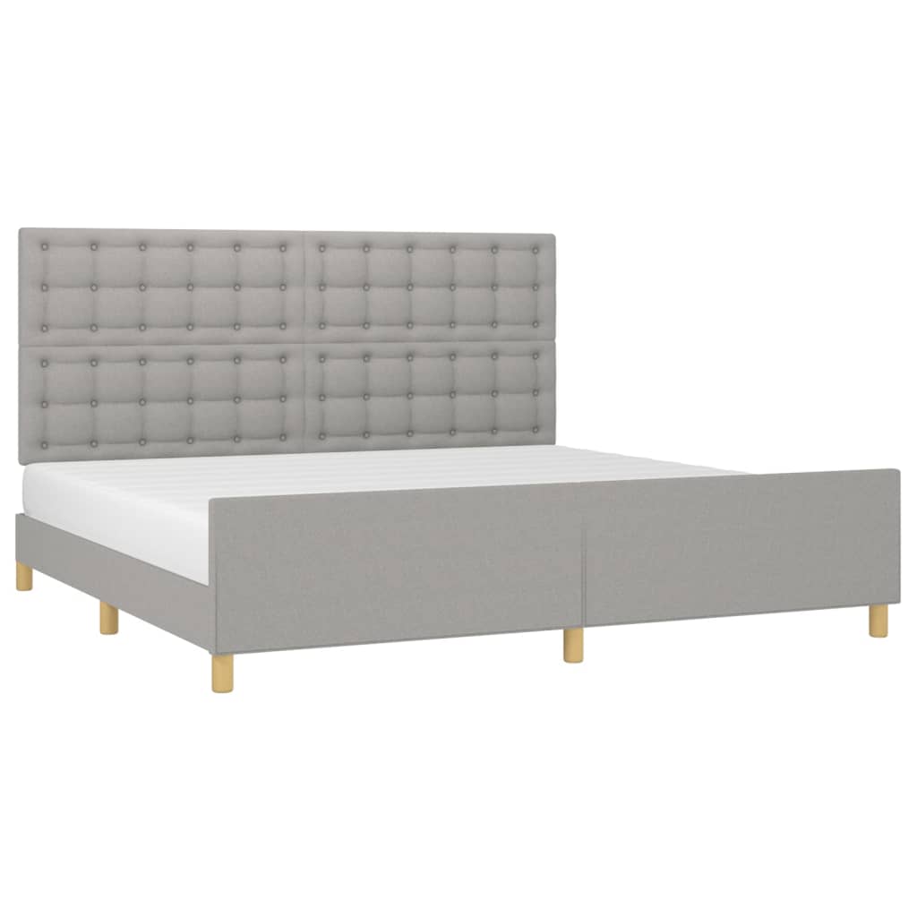 Cadre de lit sans matelas gris clair 200x200 cm tissu - XIOS
