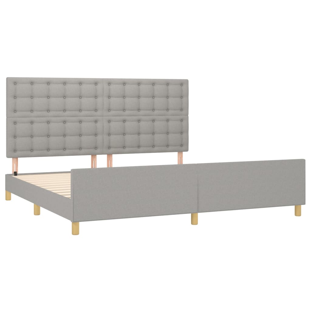 Cadre de lit sans matelas gris clair 200x200 cm tissu - XIOS