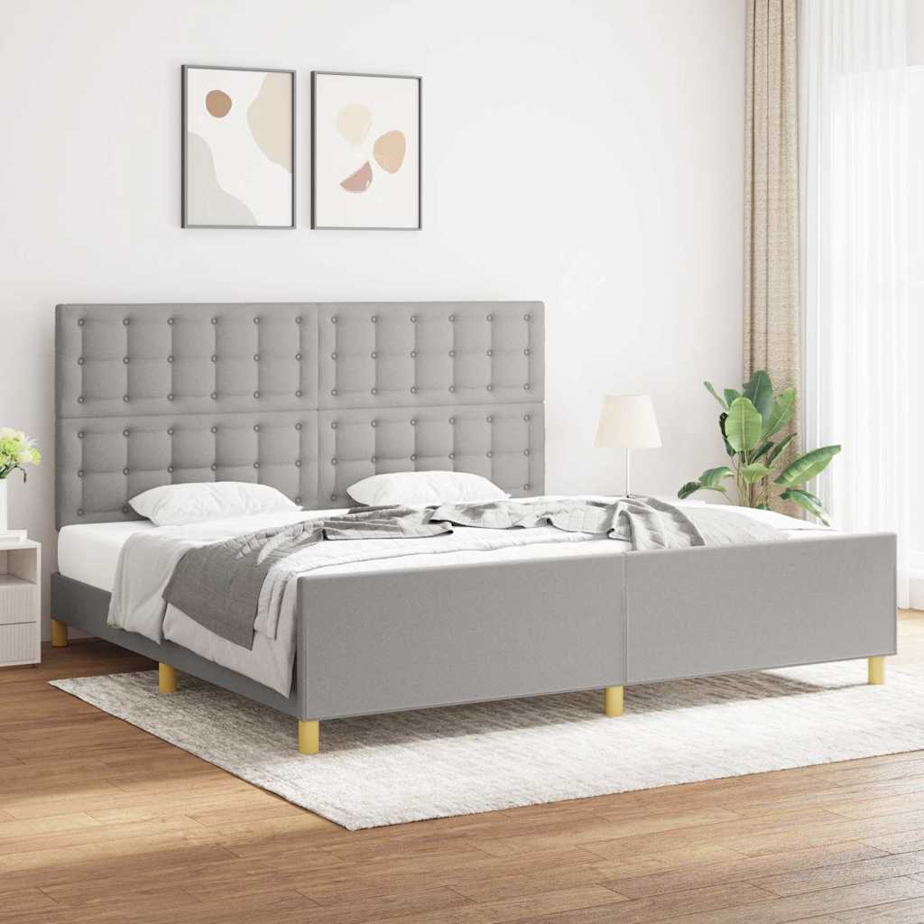 Cadre de lit sans matelas gris clair 200x200 cm tissu