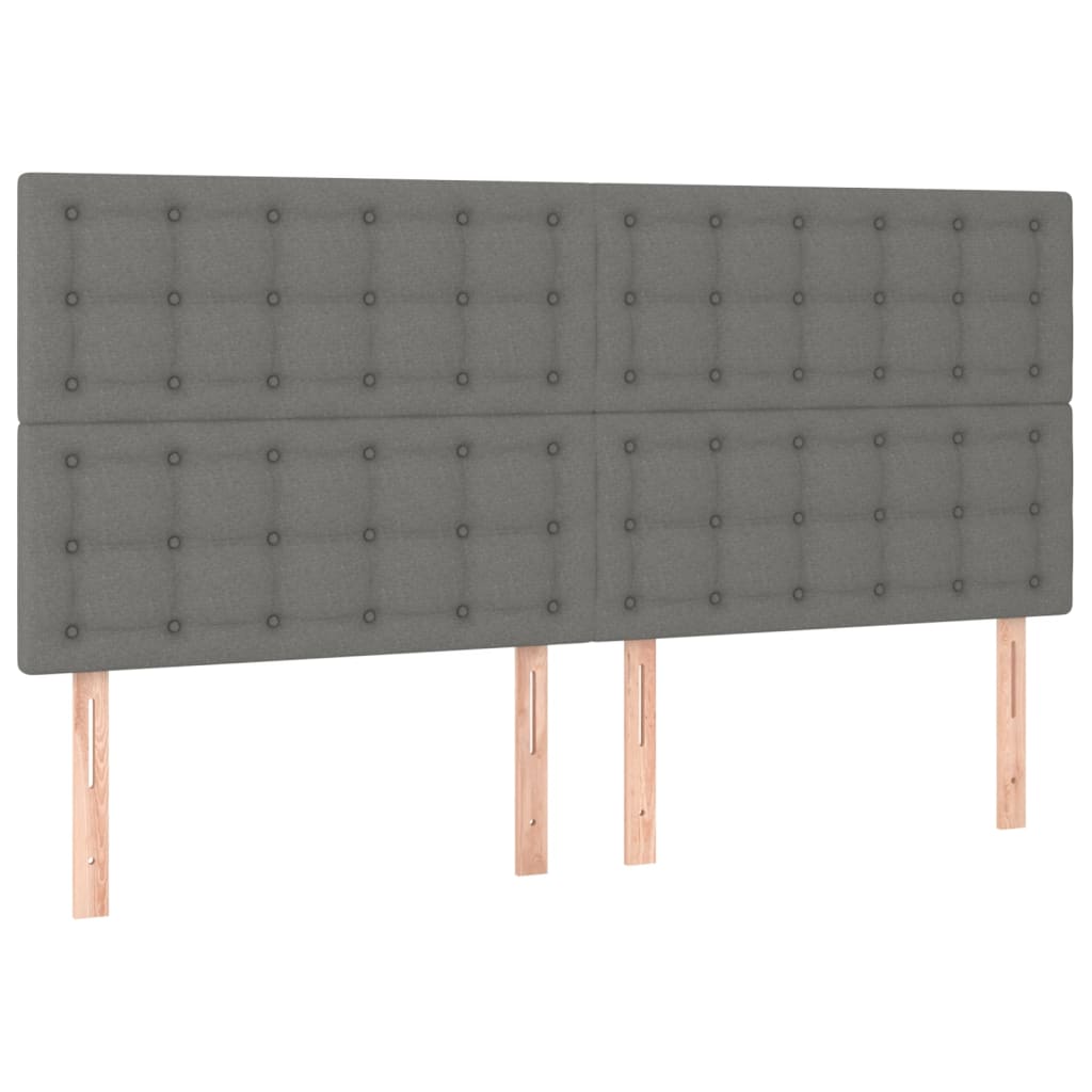 Cadre de lit sans matelas gris foncé 200x200 cm tissu - XIOS