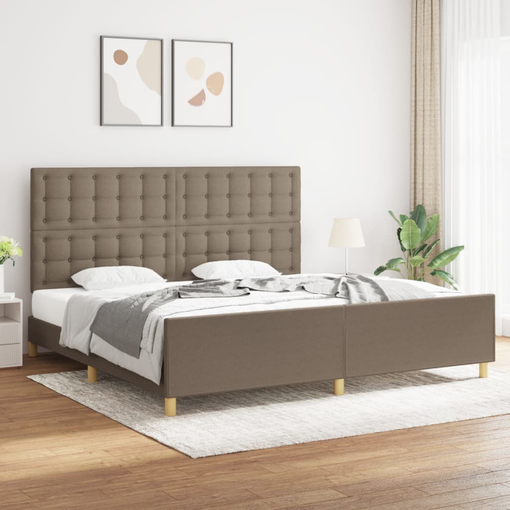 Cadre de lit sans matelas taupe 200x200 cm tissu - XIOS