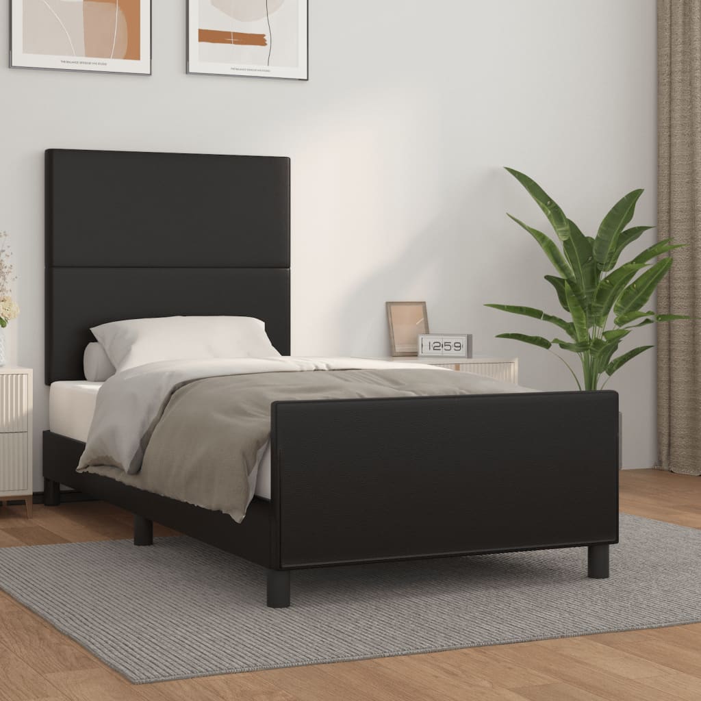 Cadre de lit sans matelas noir 90x190 cm similicuir - XIOS
