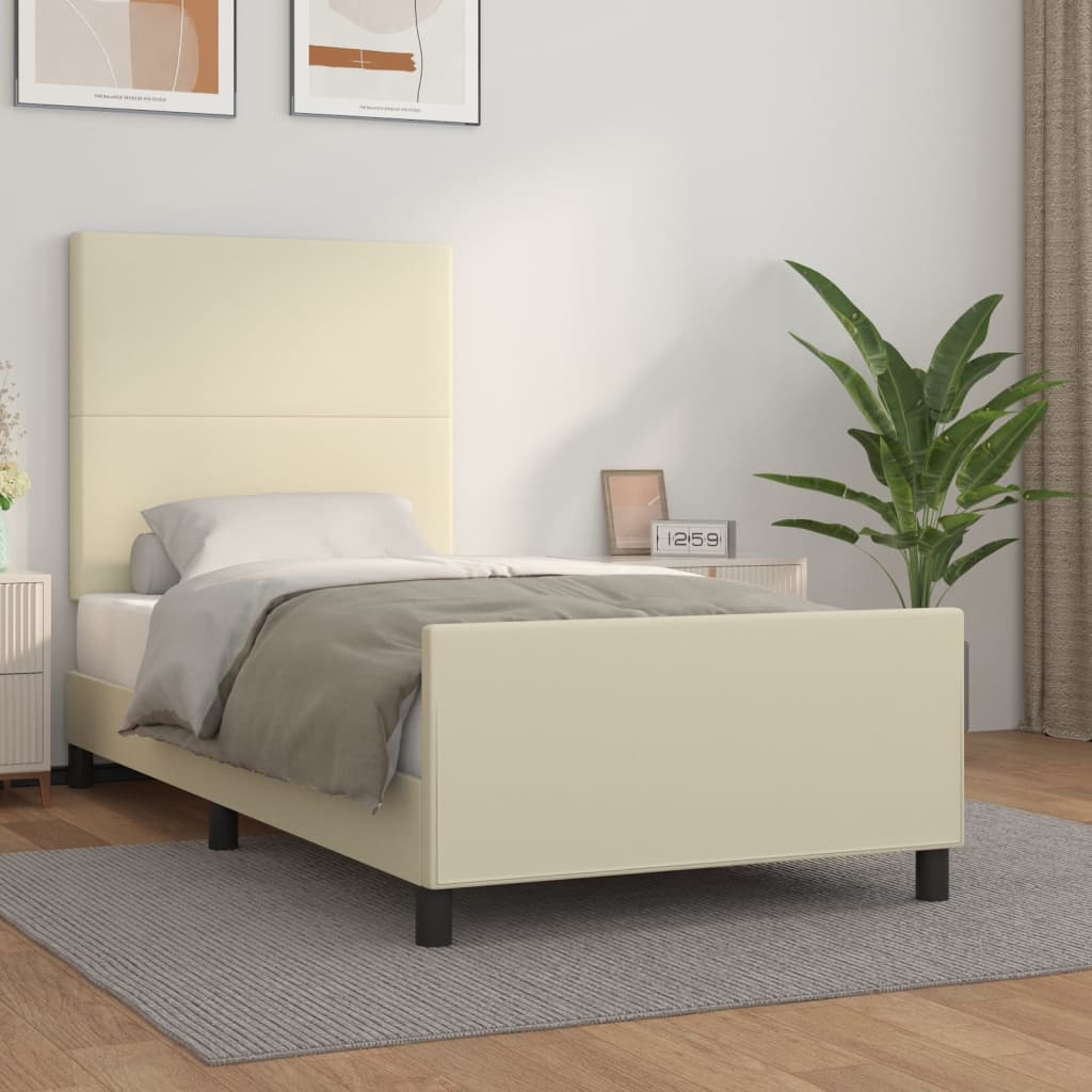 Cadre de lit sans matelas crème 90x190 cm similicuir - XIOS
