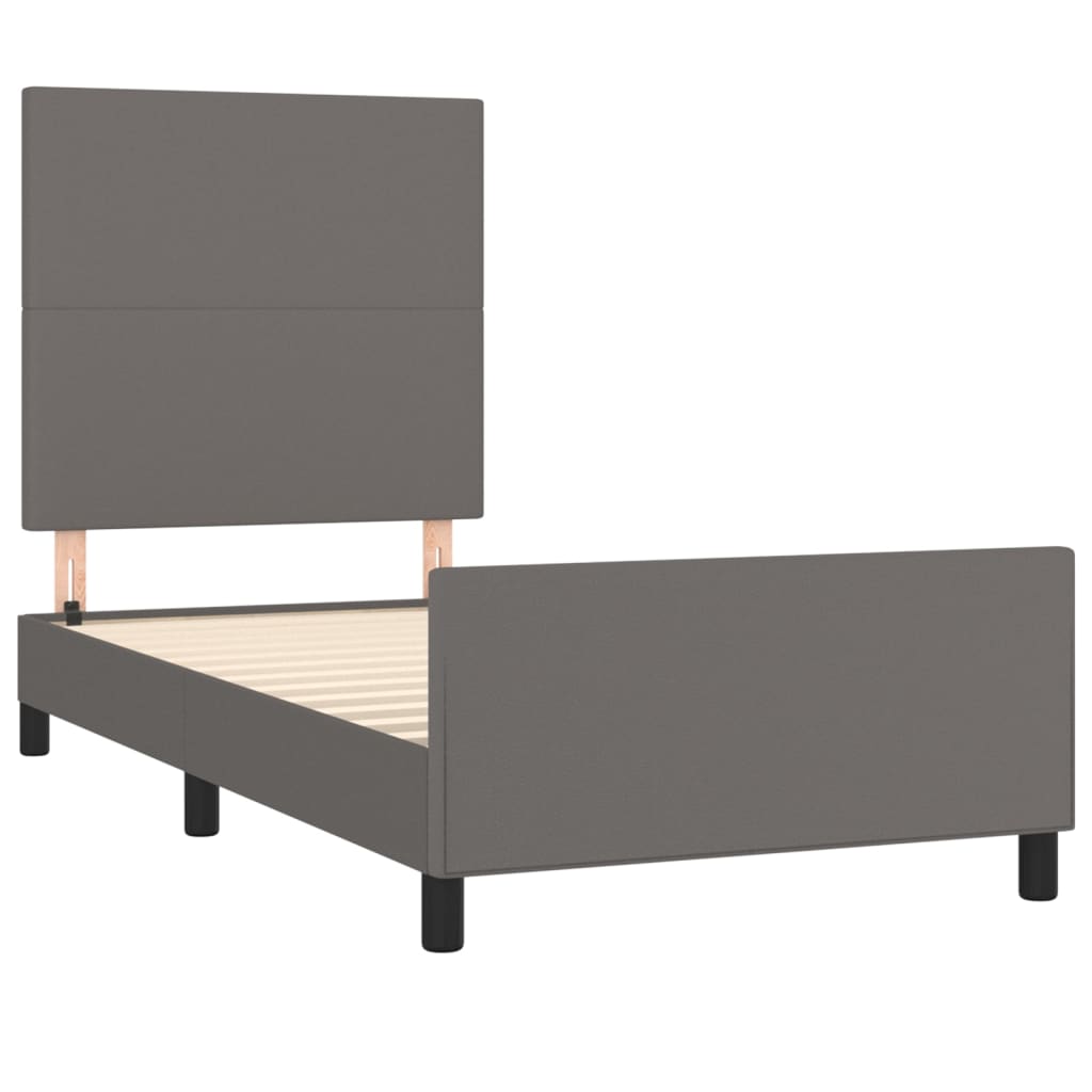 Cadre de lit sans matelas gris 90x200 cm similicuir - XIOS