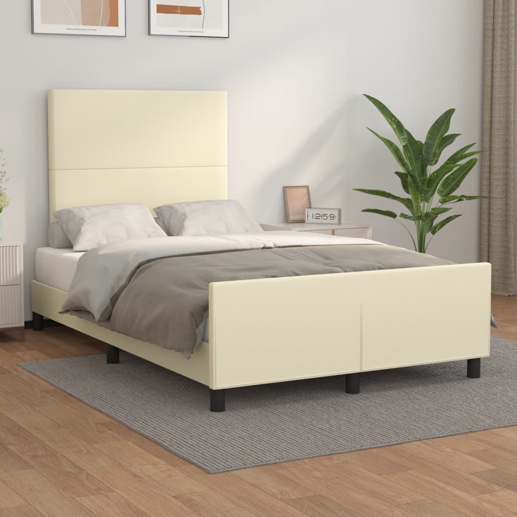 Cadre de lit avec tête de lit Crème 120x200 cm Similicuir - XIOS