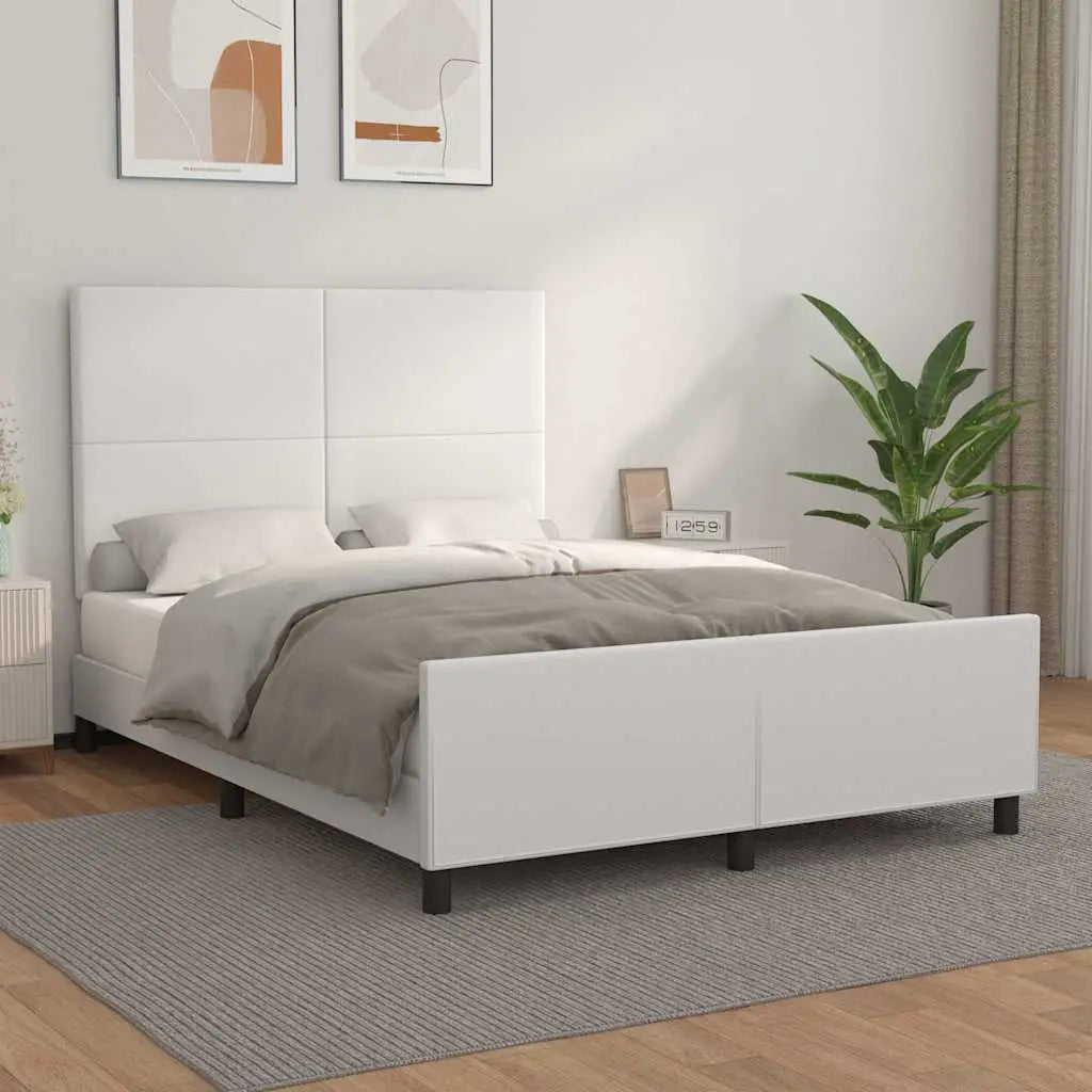 Cadre de lit sans matelas blanc 140x190 cm similicuir - XIOS