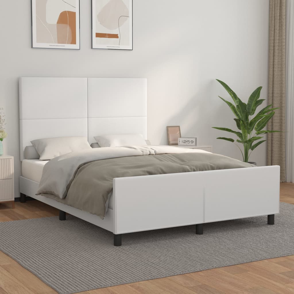 Cadre de lit sans matelas blanc 140x200 cm similicuir - XIOS