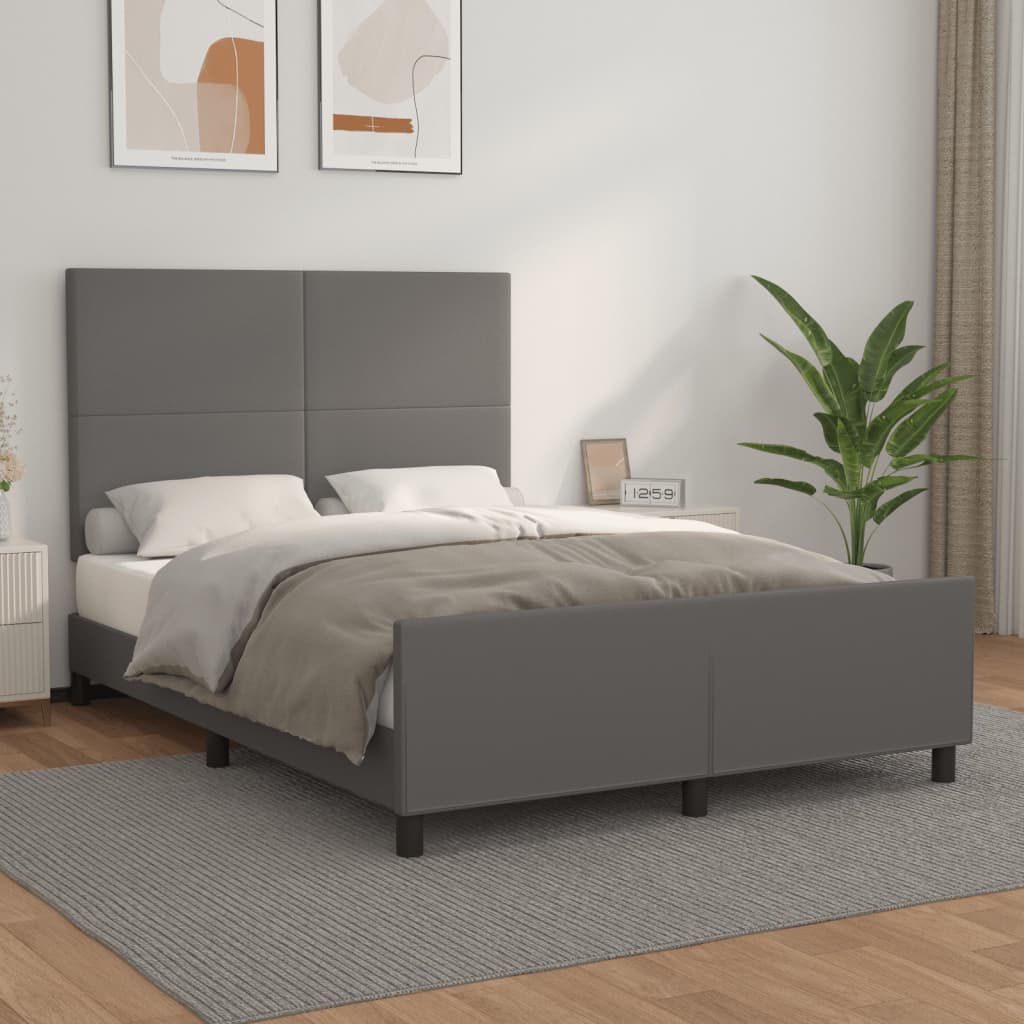 Cadre de lit sans matelas gris 140x200 cm similicuir - XIOS