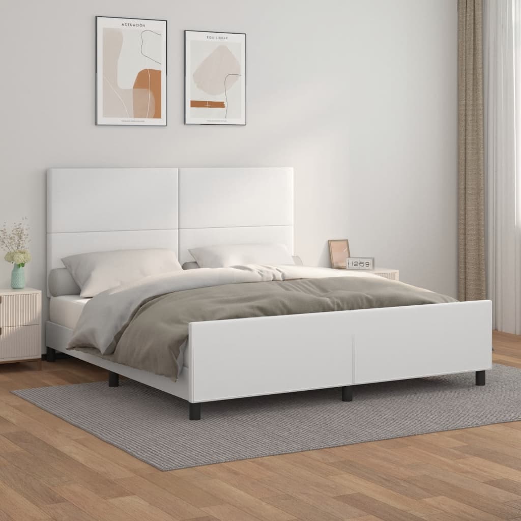 Cadre de lit sans matelas blanc 160x200 cm similicuir - XIOS