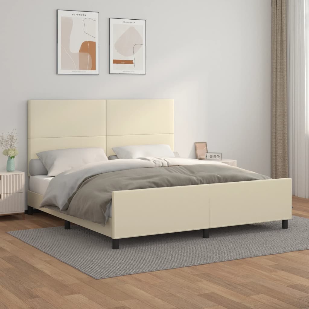 Cadre de lit avec tête de lit Crème 160x200 cm Similicuir - XIOS